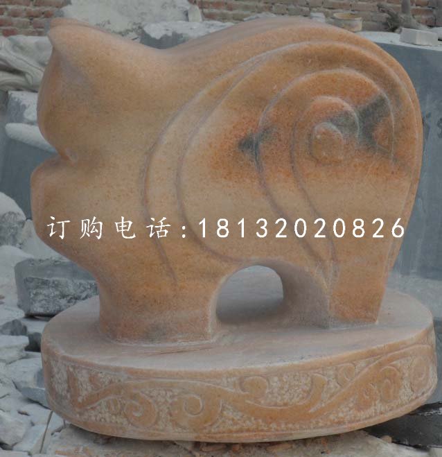 十二生肖石雕，晚霞红抽象动物 (3)