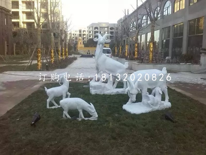 汉白玉山羊石雕小区景观动物雕塑