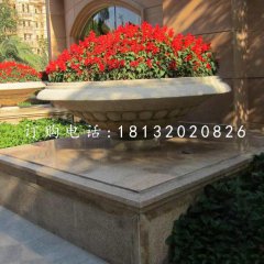石雕花钵，小区花盆石雕