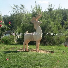 小鹿石雕，晚霞红动物雕塑