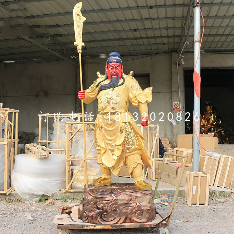 关圣帝君雕塑，玻璃钢仿铜雕塑