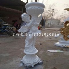 小天使花盆雕塑，玻璃景观雕塑
