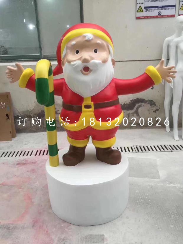 卡通圣诞老人雕塑，玻璃钢商场摆件