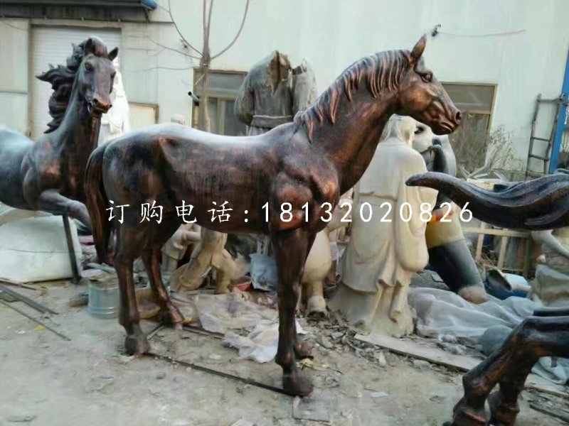 玻璃钢仿铜马雕塑，动物雕塑 (4)