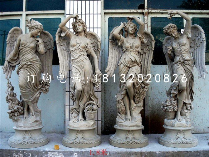 玻璃钢仿铜天使雕塑，西方人物雕塑