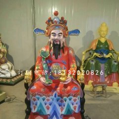 彩绘神仙雕塑，玻璃钢财神雕塑