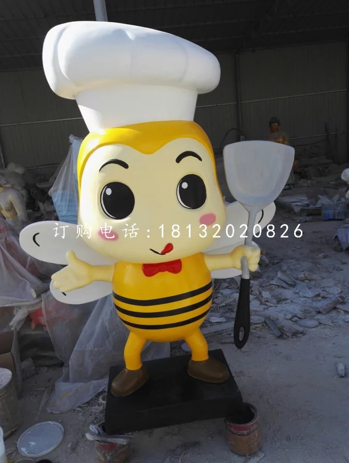 厨师小蜜蜂雕塑，卡通雕塑 (1)