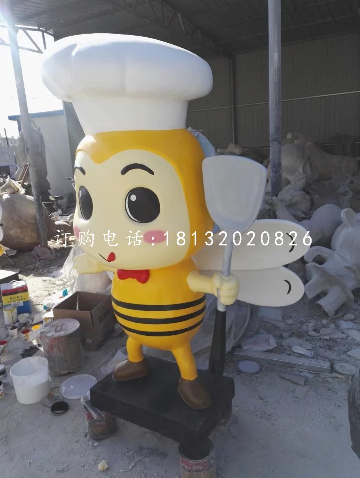 厨师小蜜蜂雕塑，卡通雕塑 (2)