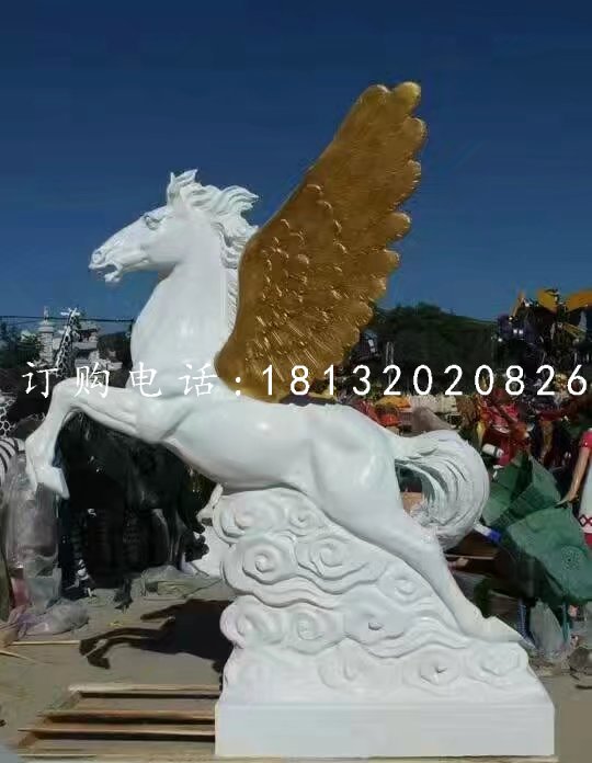 玻璃钢白马，飞马雕塑