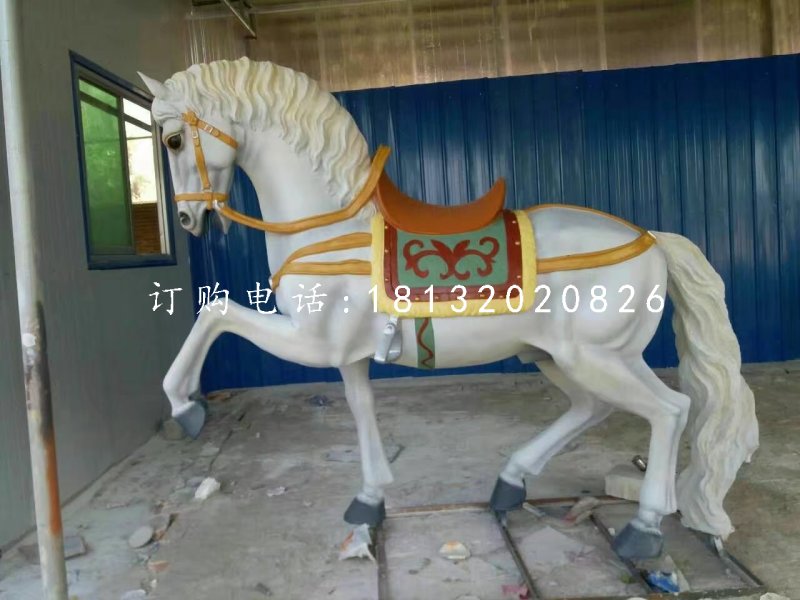 白马坐骑雕塑，玻璃钢动物雕塑 (2)