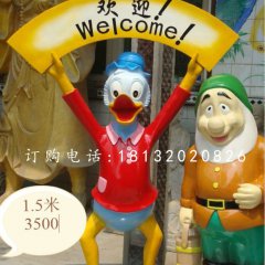唐老鸭雕塑，卡通玻璃钢雕塑