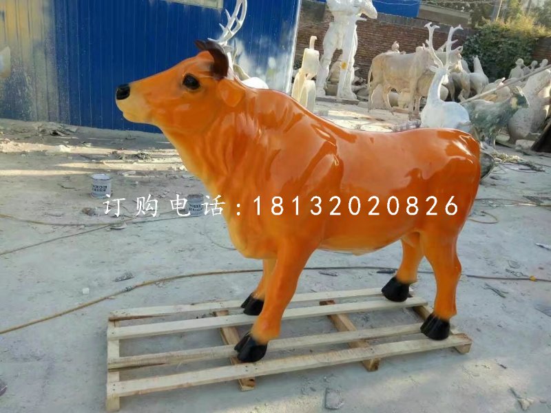 玻璃钢大黄牛雕塑，动物雕塑 (1)