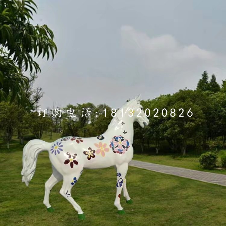 公园彩绘马，玻璃钢动物