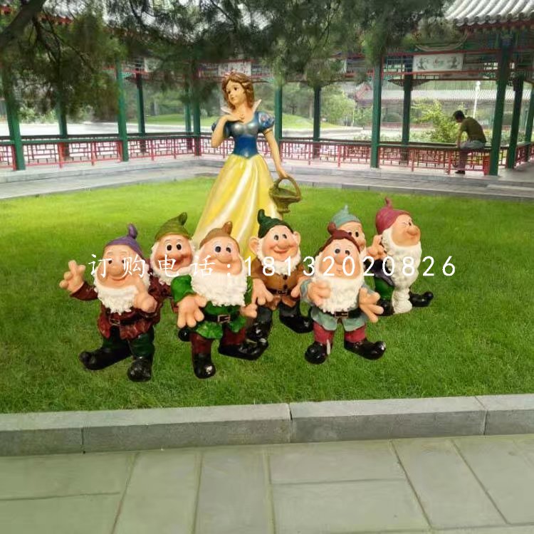 卡通人物雕塑，白雪公主与小矮人雕塑
