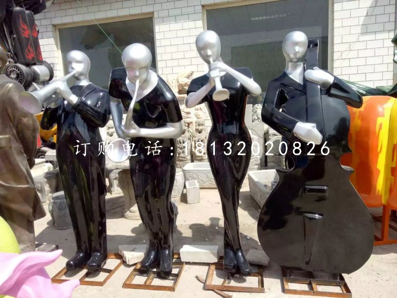吹奏雕塑，玻璃钢抽象人物