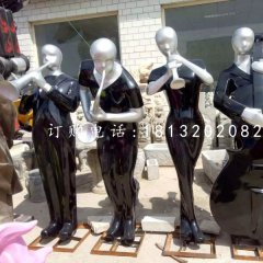 吹奏雕塑，玻璃钢抽象人物