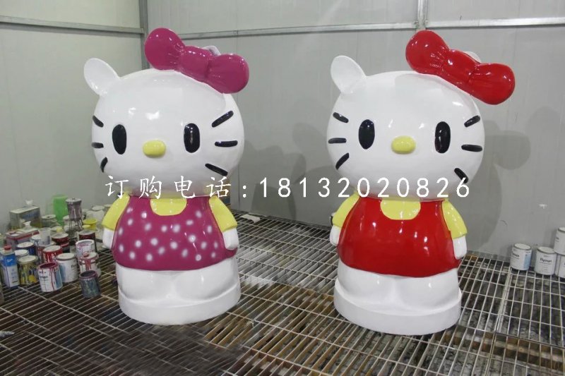 玻璃钢hello kitty雕塑，卡通雕塑