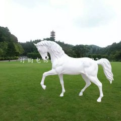 玻璃钢白马，公园动物雕塑