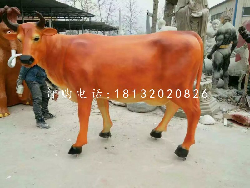 玻璃钢黄牛，动物雕塑