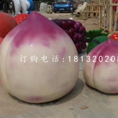 玻璃桃子雕塑，仿真水果