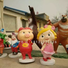 猪猪侠与菲菲公主雕塑，玻璃钢卡通雕塑