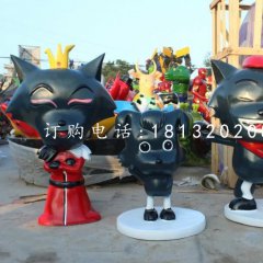 玻璃钢灰太狼一家雕塑，卡通雕塑
