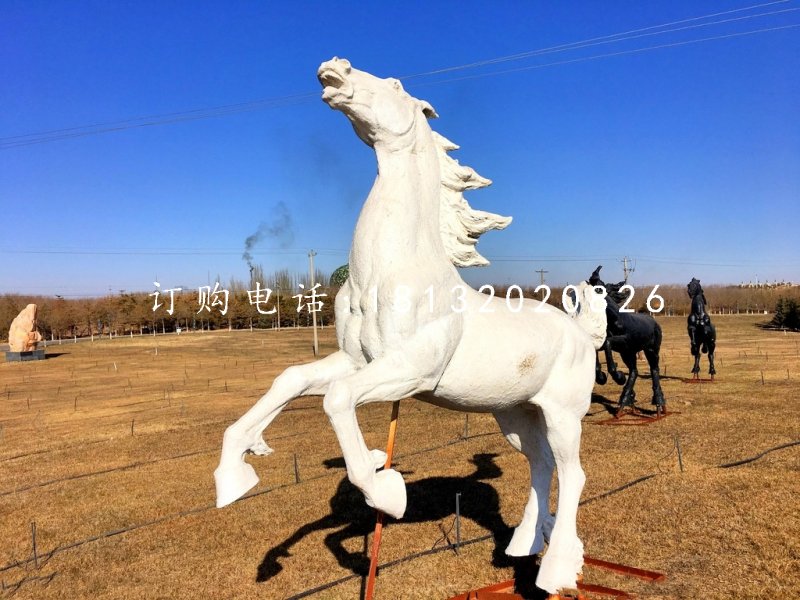 白马雕塑，玻璃钢动物雕塑 (1)