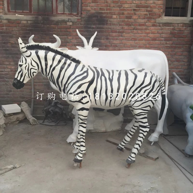斑马雕塑，玻璃钢斑马 (1)