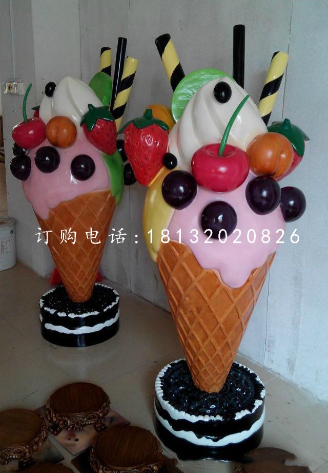 玻璃钢冰淇淋雕塑，仿真雕塑