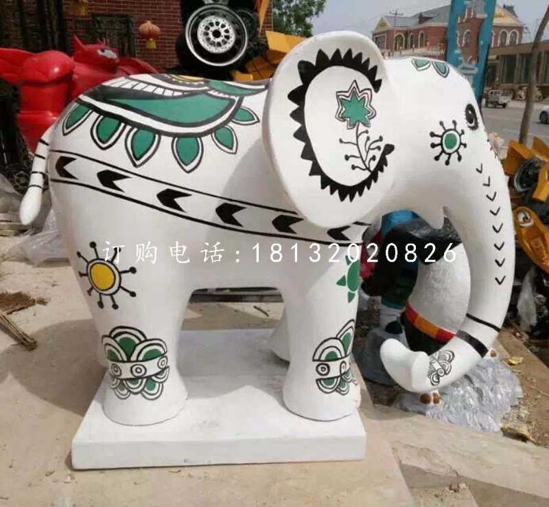 卡通小象，玻璃钢彩绘小象 (2)
