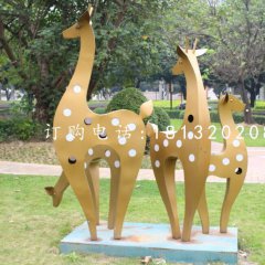 抽象梅花鹿，不锈钢动物雕塑