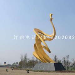 抽象孔雀雕塑，不锈钢景观雕塑