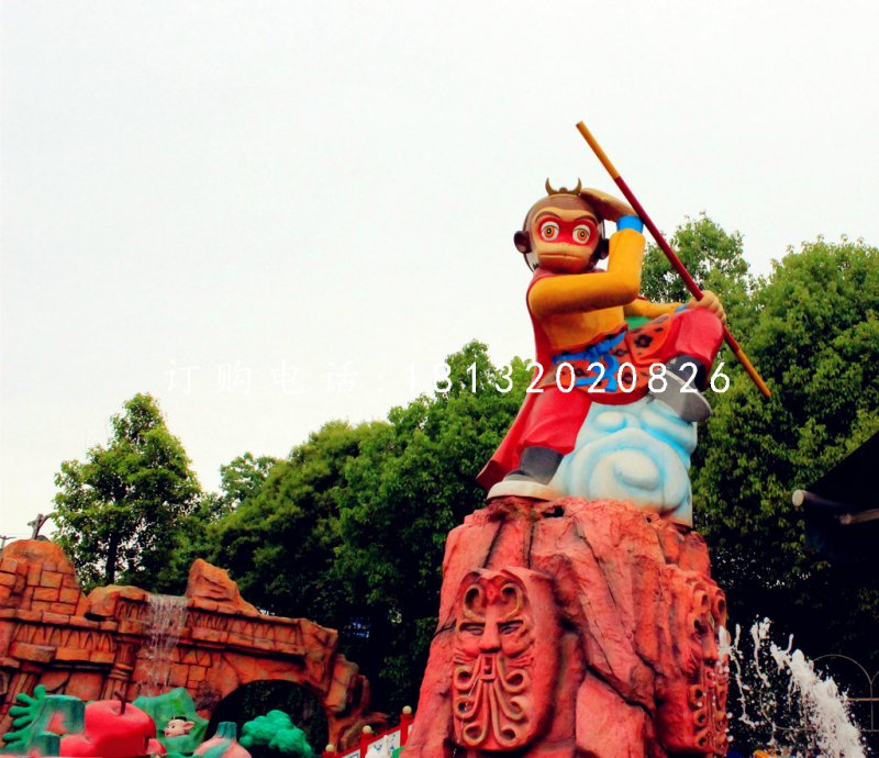孙悟空雕塑，玻璃钢卡通雕塑
