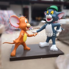 汤姆猫杰瑞鼠雕塑，卡通玻璃钢雕塑