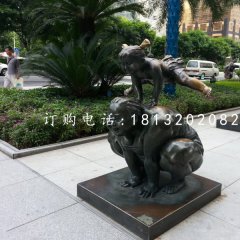 跳山羊铜雕，小区景观铜雕