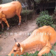 玻璃钢黄牛，公园动物雕塑