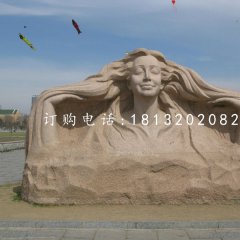 美女石雕，砂岩人物雕塑