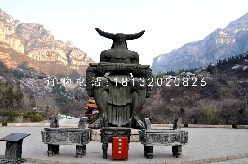 神农铜雕，广场神话人物铜雕
