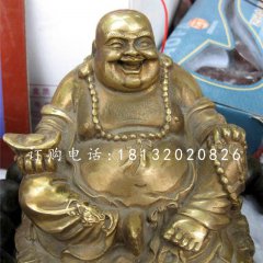 招财弥勒佛雕塑，铜雕佛像
