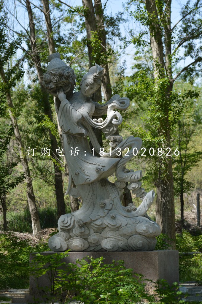天女散花石雕，公园仙女石雕
