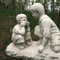 讲故事石雕，公园小孩石雕