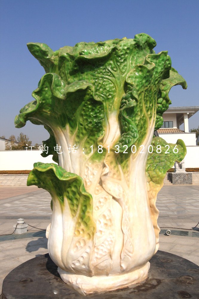 玻璃钢白菜雕塑，广场景观雕塑