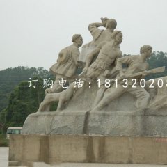 清朝人抗击倭寇石雕，广场纪念石雕