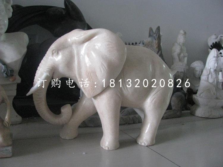 汉白玉小象，小型象雕塑