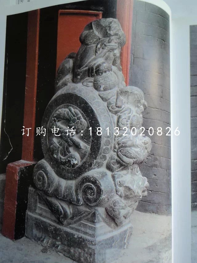 抱鼓石，青石仿古雕塑