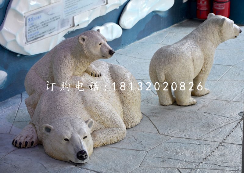 北极熊雕塑，玻璃钢动物雕塑