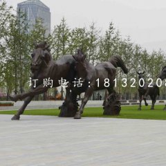 奔马铜雕，广场动物雕塑