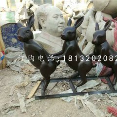 玻璃钢烤漆动物，小兔子雕塑