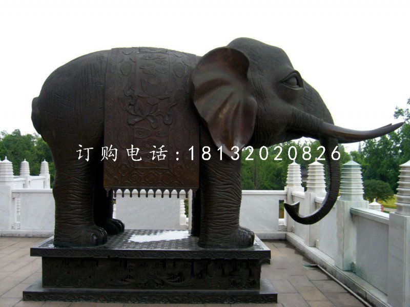 铜雕大象，寺庙铜大象雕塑