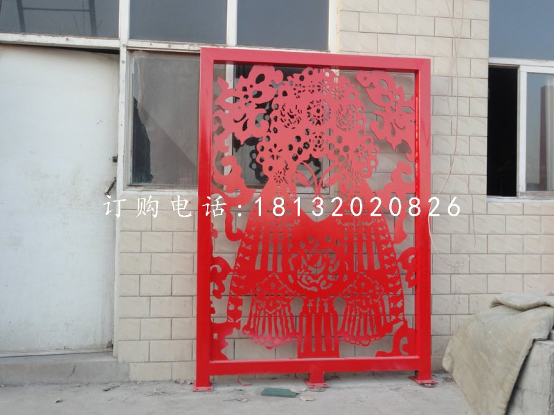 戏曲脸谱雕塑，不锈钢剪纸雕塑